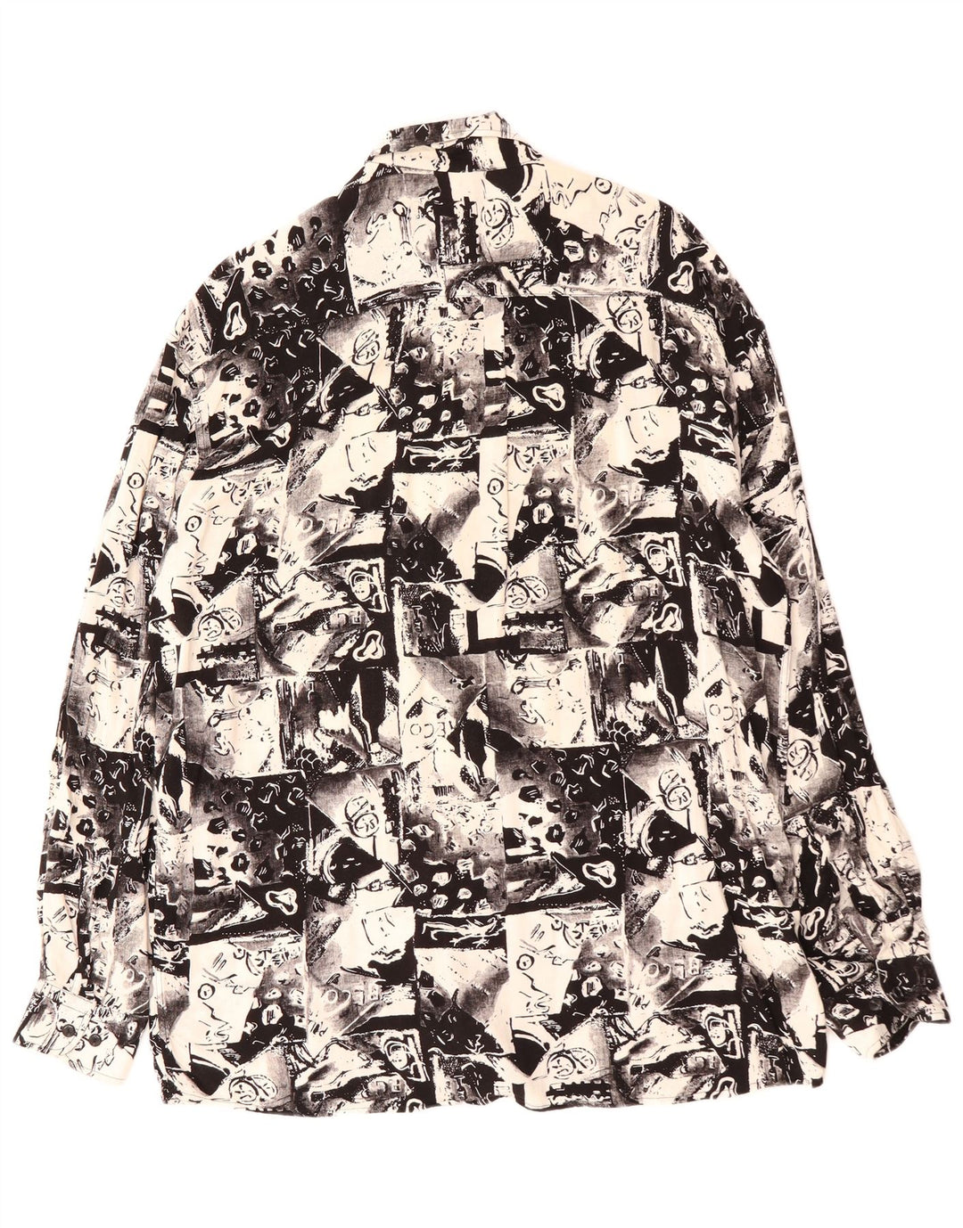 VINTAGE Мужская рубашка с абстрактным узором, размер 41, большая черная