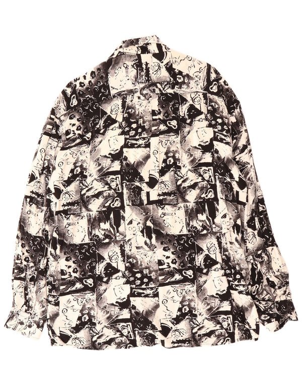 VINTAGE Мужская рубашка с абстрактным узором, размер 41, большая черная