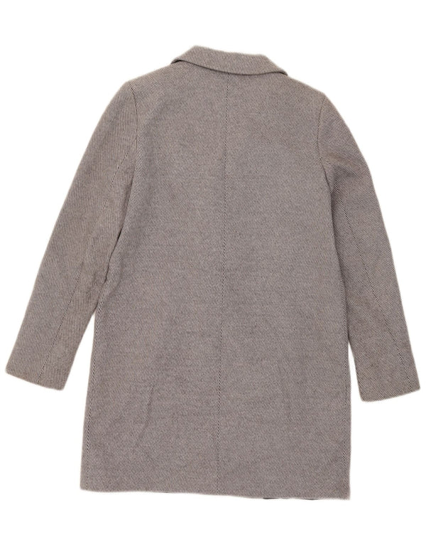 Женское двубортное пальто свободного кроя Zara UK 6 XS, серый хлопок в тонкую полоску
