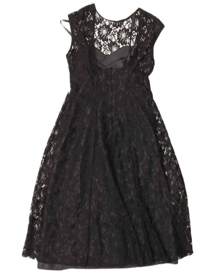 CLASSIC Женское платье А-силуэта UK 12, средний черный цветочный нейлон