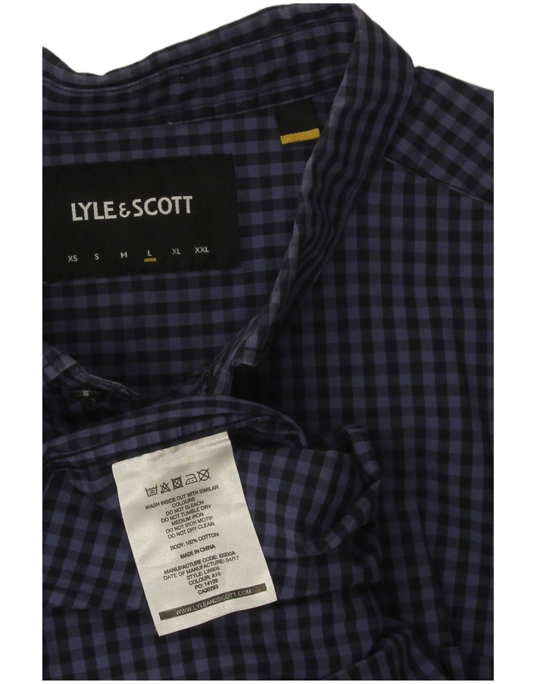 Мужская рубашка Lyle & Scott, большая темно-синяя хлопковая клетка в мелкую клетку