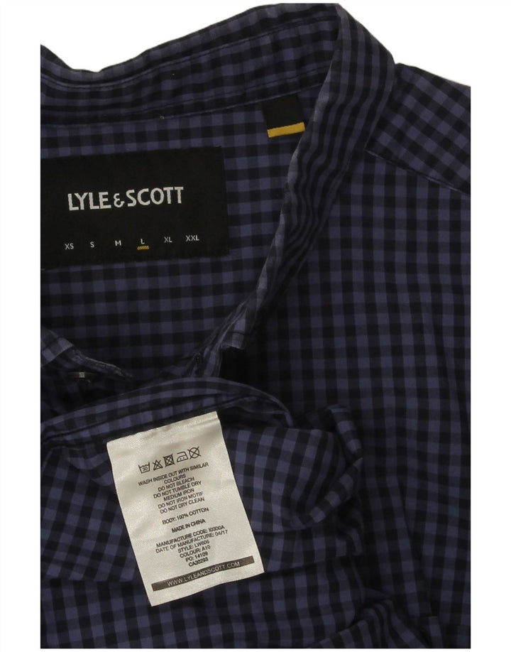Мужская рубашка Lyle & Scott, большая темно-синяя хлопковая клетка в мелкую клетку