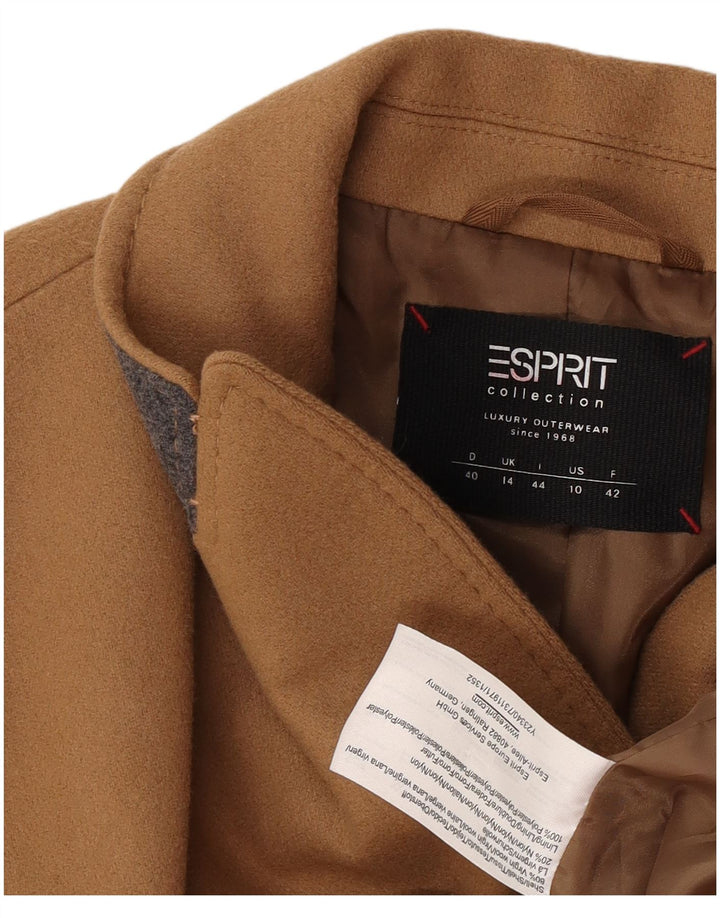Женское пальто Esprit UK 14, большое бежевое из натуральной шерсти