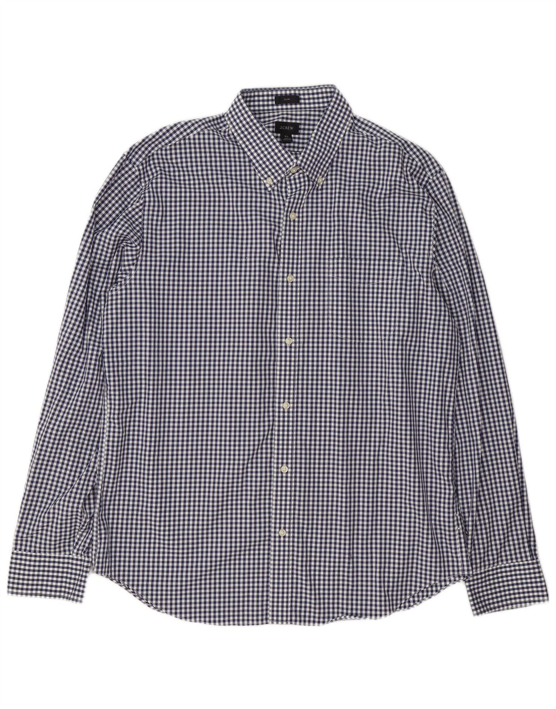 Мужская узкая рубашка J. Crew XL, темно-синяя, хлопок в мелкую клетку