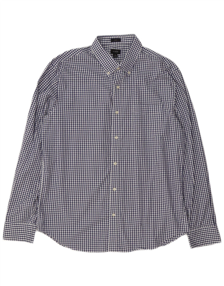 Мужская узкая рубашка J. Crew XL, темно-синяя, хлопок в мелкую клетку