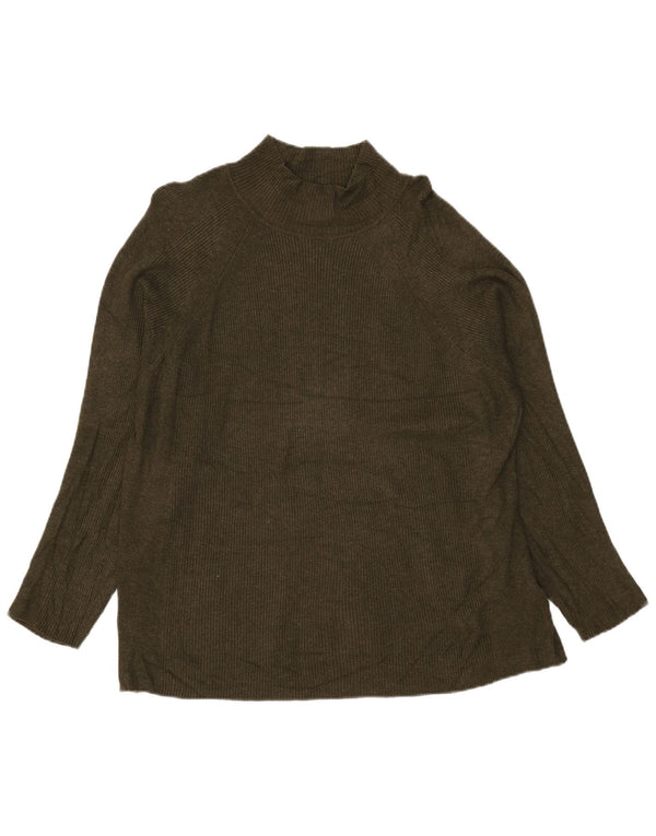 Женский джемпер с высоким воротником Marks & Spencer, Великобритания 20, 2XL, хаки, вискоза