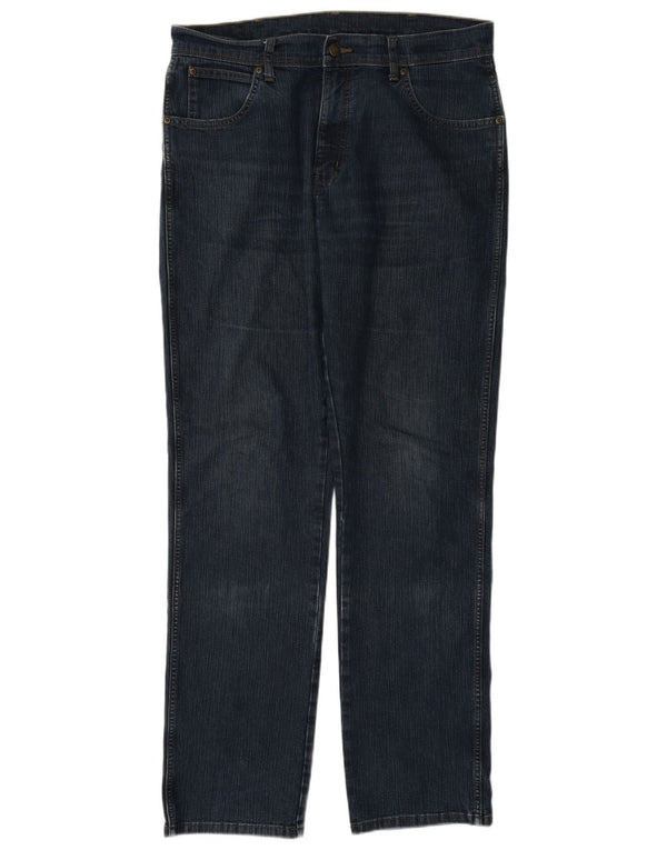 Мужские прямые джинсы Wrangler стандартного кроя W36 L34 темно-синие, хлопок