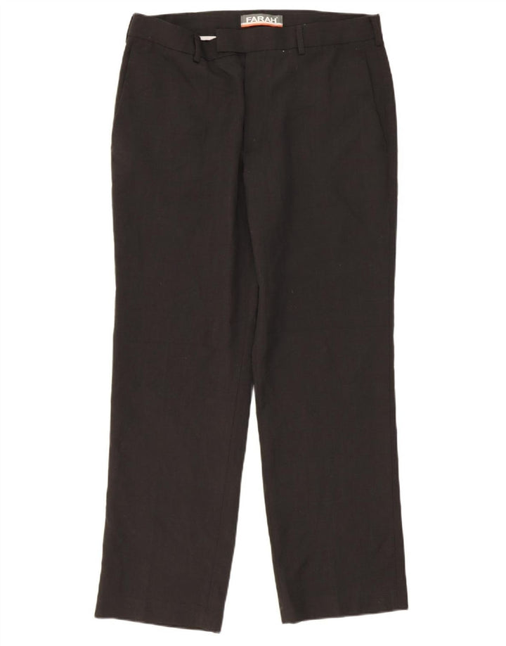 FARAH Mens Straight Suit Trousers W34 L30 Black Polyester