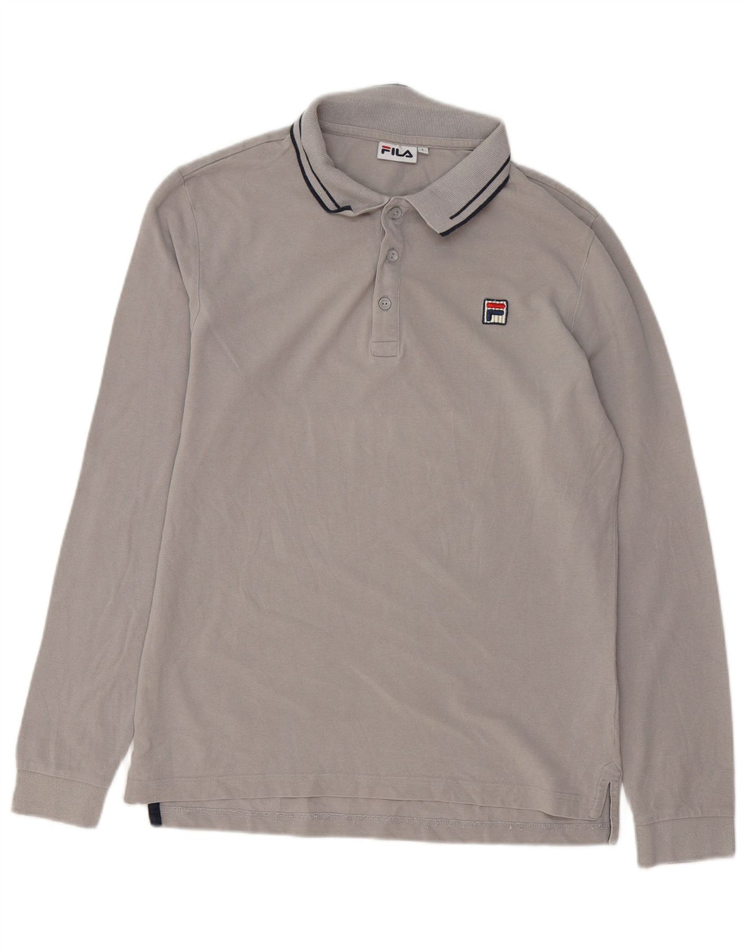 Мужская рубашка поло Fila с длинным рукавом, большая серая, хлопок