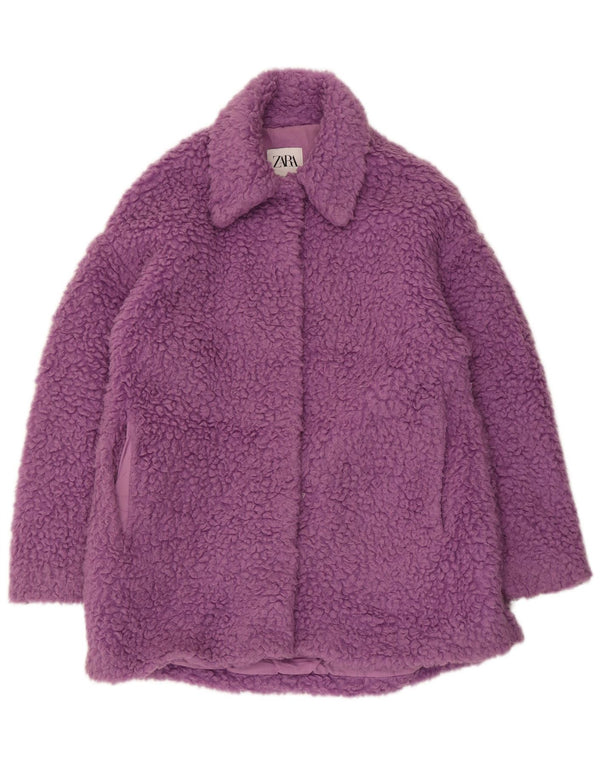 Женское пальто оверсайз Teddy Bear Zara UK 6 XS, фиолетовый акрил