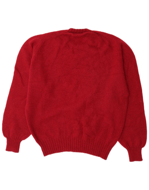 Винтажный мужской джемпер с круглым вырезом, Великобритания, 46 XL, новый красный шерстяной свитер
