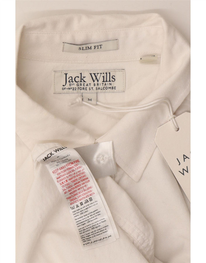 Jack Wills Мужская рубашка приталенного кроя с коротким рукавом, средний белый хлопок