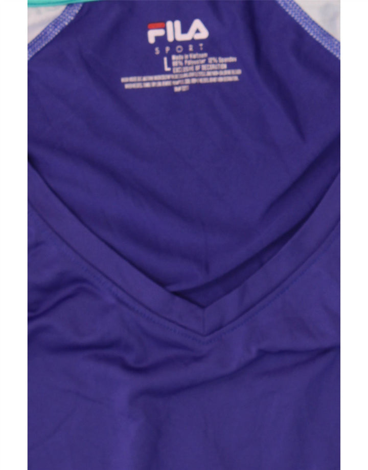 FILA Womens Top Long Sleeve UK 16 Large Purple Geometric Polyester Vintage Fila and Second-Hand Fila from Messina Hembry 