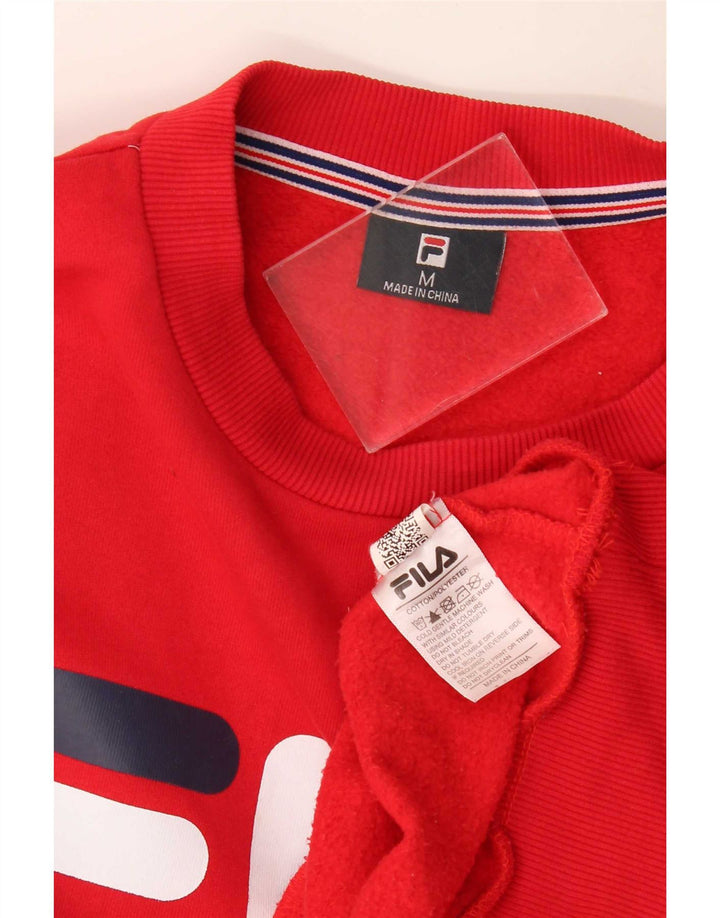 Fila Мужской свитшот с рисунком, хлопковый джемпер среднего красного цвета