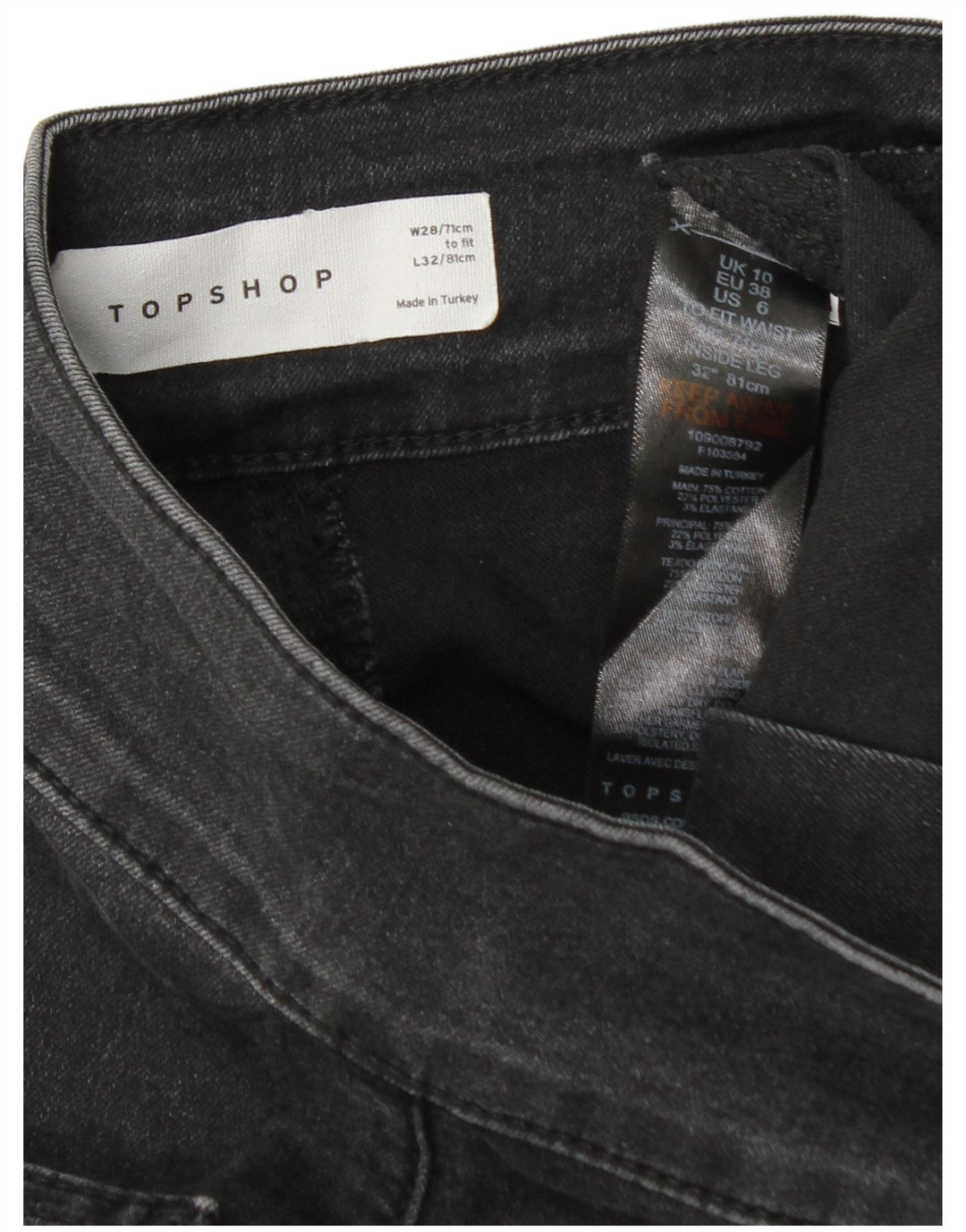 Женские расклешенные джинсы Topshop W28 L32, серый хлопок