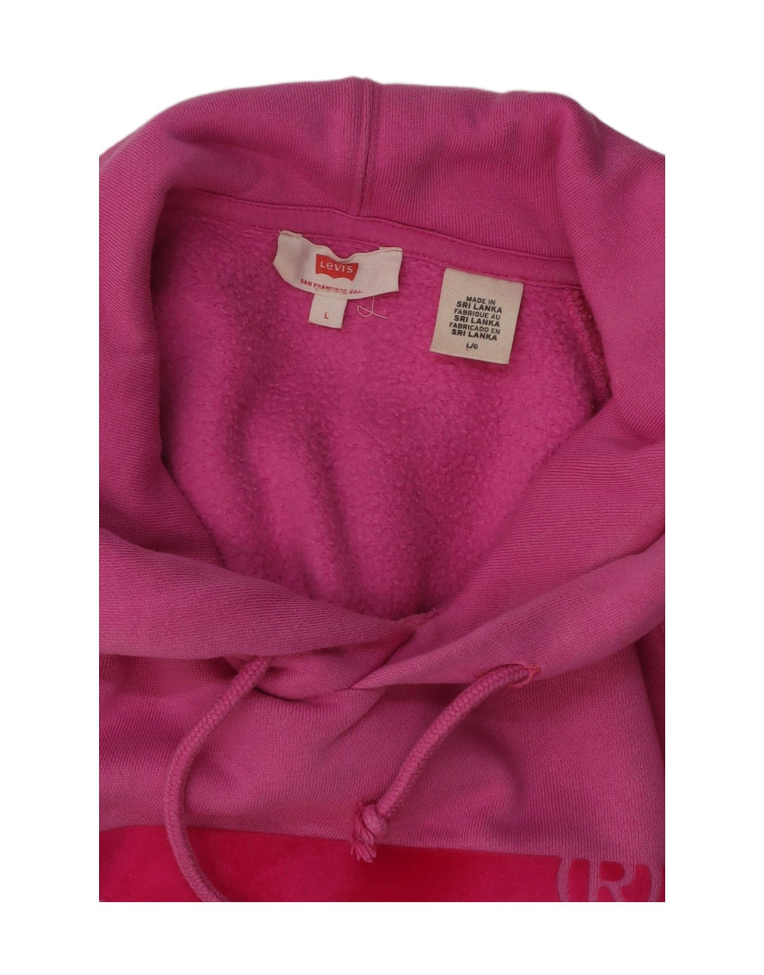 LEVI'S Womens Graphic Oversized Hoodie Jumper UK 16 Large Pink