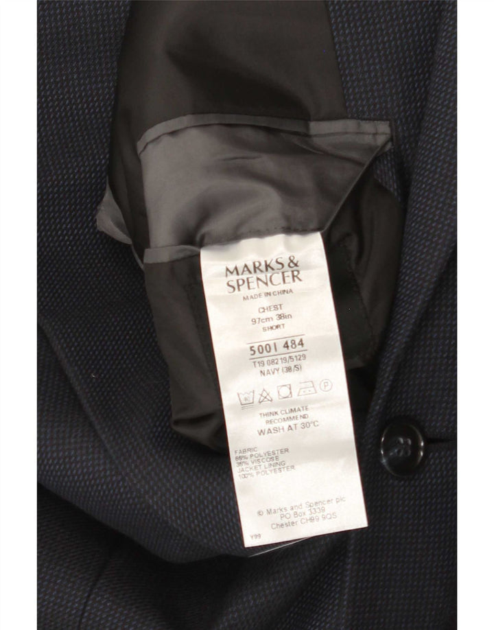 Мужской короткий пиджак Marks & Spencer UK 38 Средний темно-синий с узором «гусиные лапки»