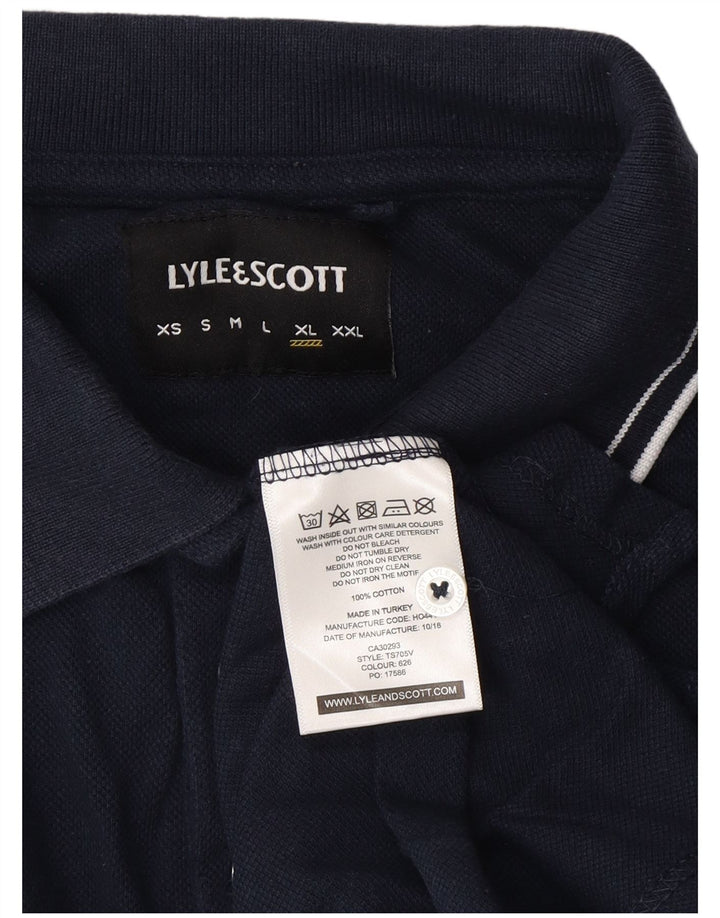 Мужская рубашка-поло Lyle & Scott XL, темно-синяя, хлопок