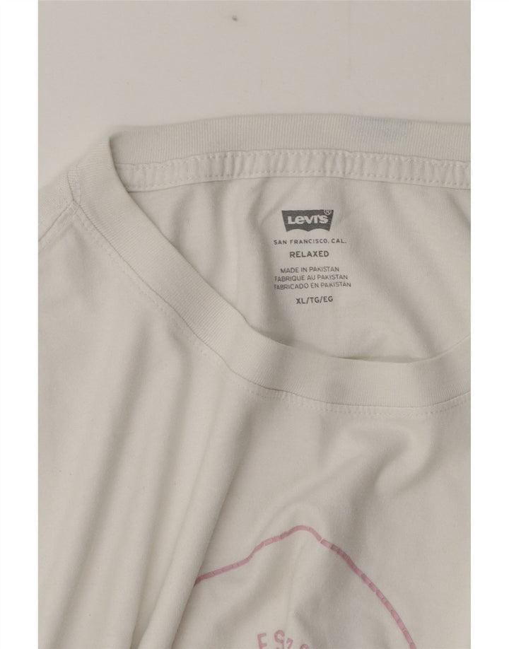 Мужская футболка с рисунком Levi's, топ XL, белый хлопок