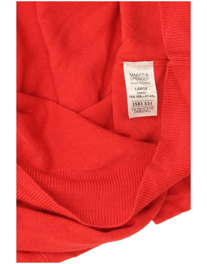 Мужской джемпер с v-образным вырезом Mark & Spencer Blue Harbour, большой красный акрил