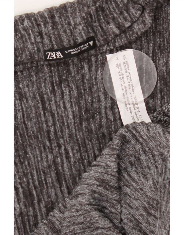 Женское платье макси без рукавов Zara UK 12, полиэстер среднего серого цвета