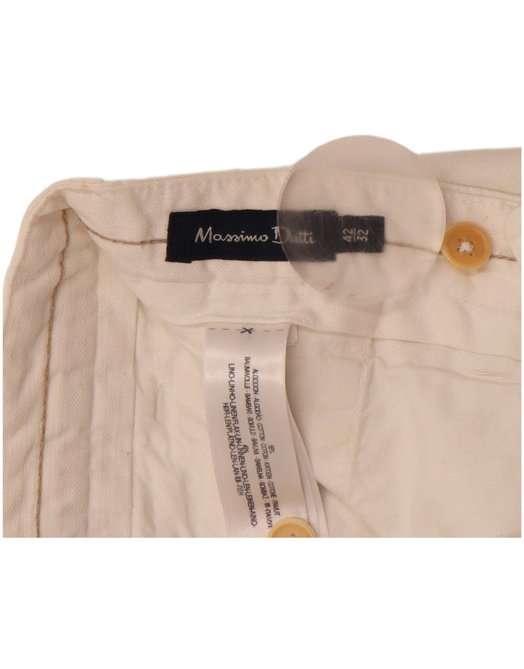 Мужские прямые костюмные брюки MASSIMO DUTTI EU 42, большие W32 L32, белые
