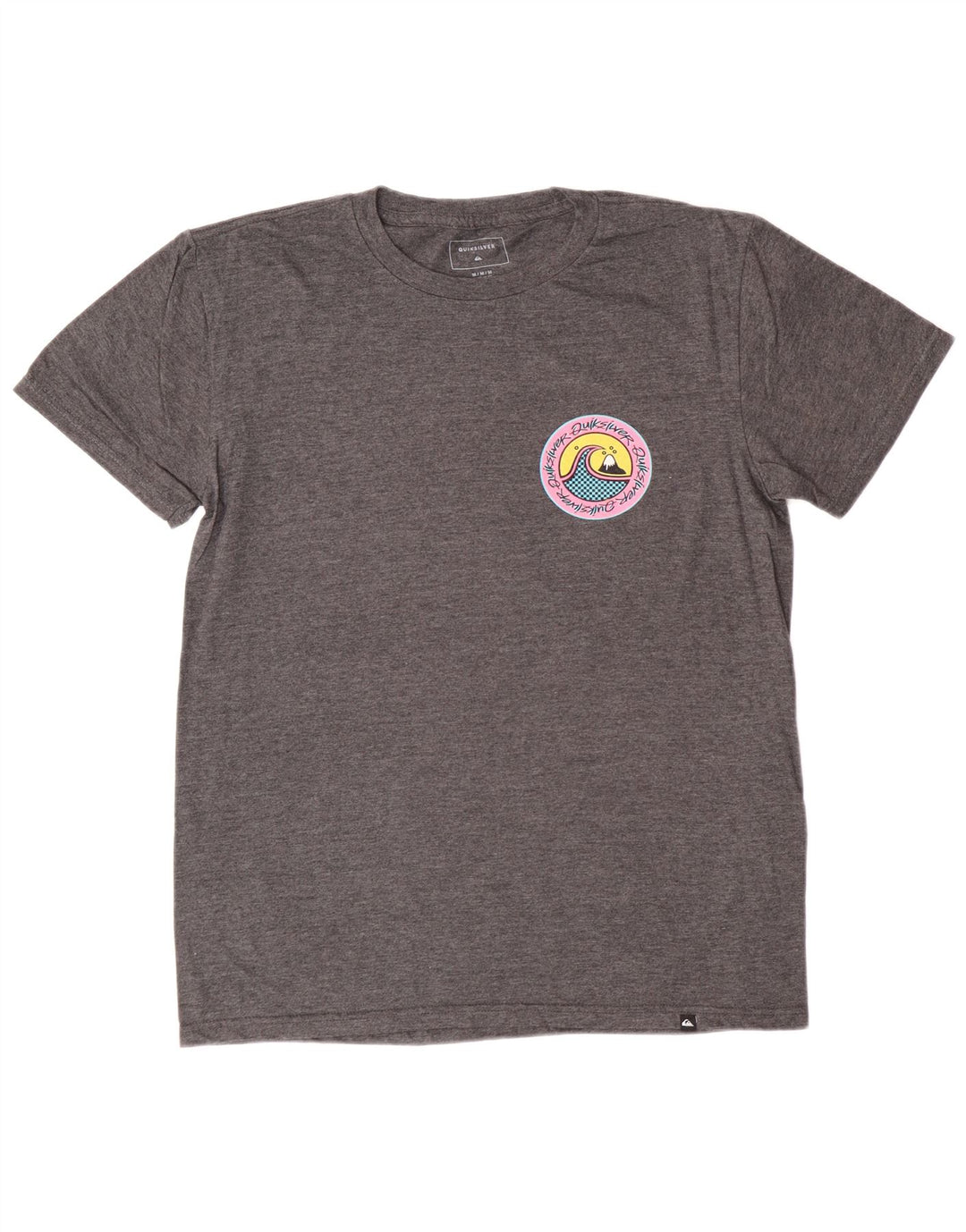 Мужская футболка с рисунком Quiksilver стандартного кроя, хлопковый топ среднего серого цвета