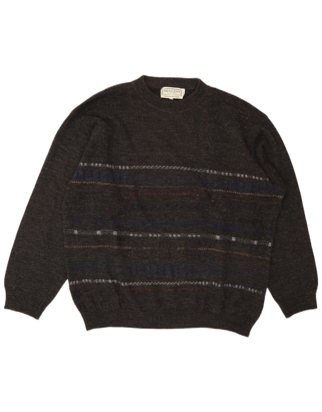 Мужской свитер BEXLEYS с круглым вырезом XL, полиакрил, серый в полоску