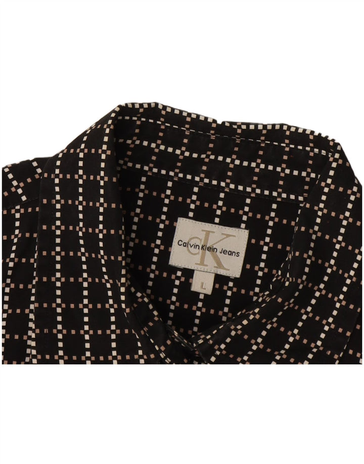 Мужская рубашка Calvin Klein Jeans, большая черная с геометрическим рисунком