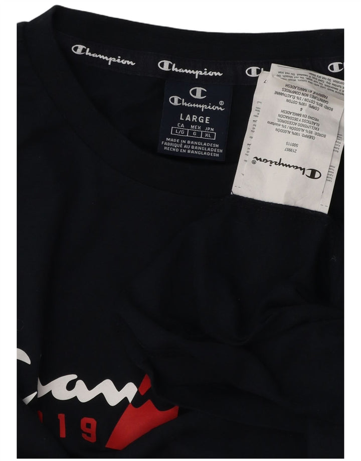 Мужской топ CHAMPION с длинными рукавами и рисунком, большой размер, темно-синий, хлопок