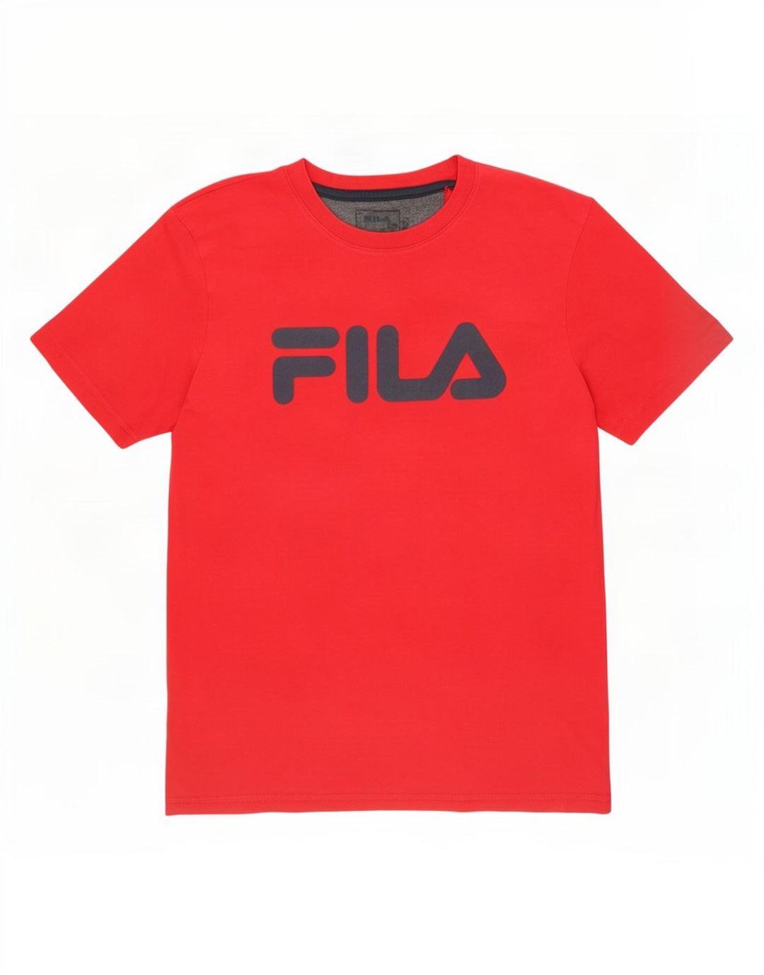 Мужская футболка с рисунком Fila, хлопковый топ среднего красного цвета