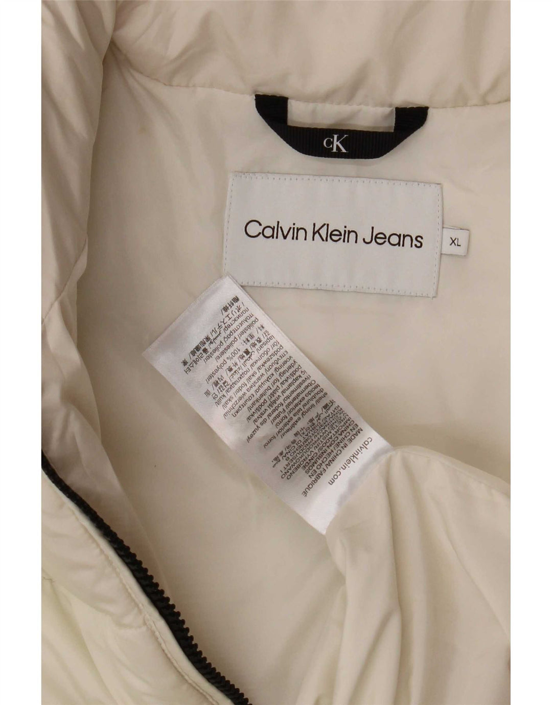 Женская стеганая куртка с графическим рисунком Calvin Klein Jeans UK 18 XL, белый полиэстер