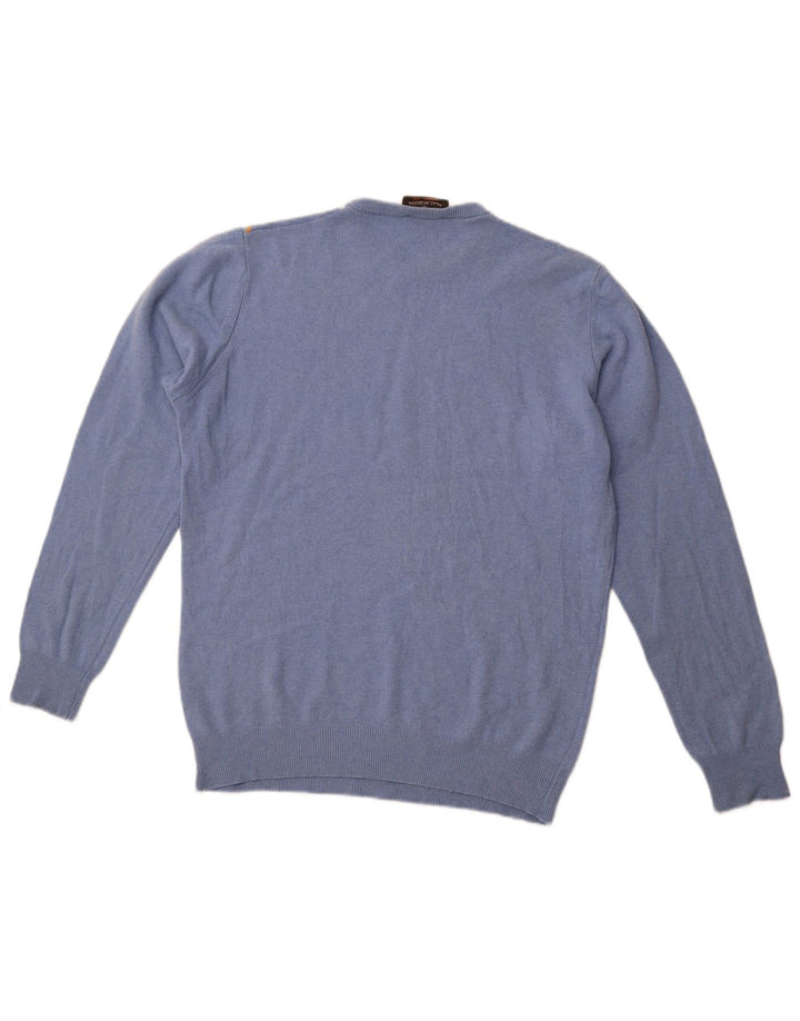 MALAGRIDA Мужской джемпер с круглым вырезом, большой синий с узором аргайл/бриллиант