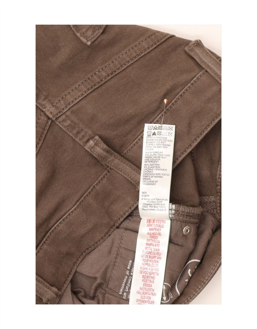 Мужские прямые джинсы Marks & Spencer W36 L29 коричневые, хлопок