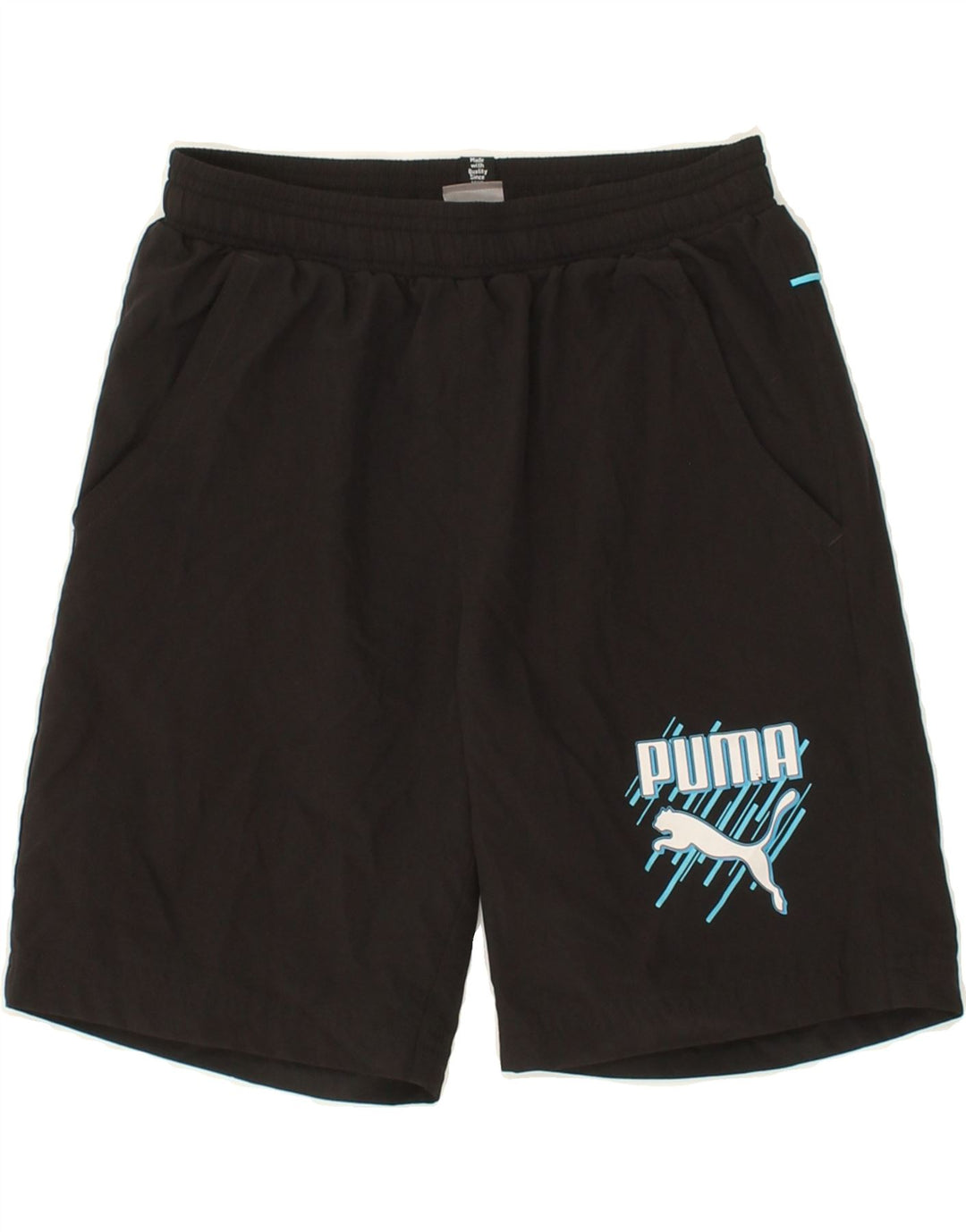 PUMA Boys Graphic Sport Shorts 9-10 Years Medium Black Polyester Vintage Puma and Second-Hand Puma from Messina Hembry 