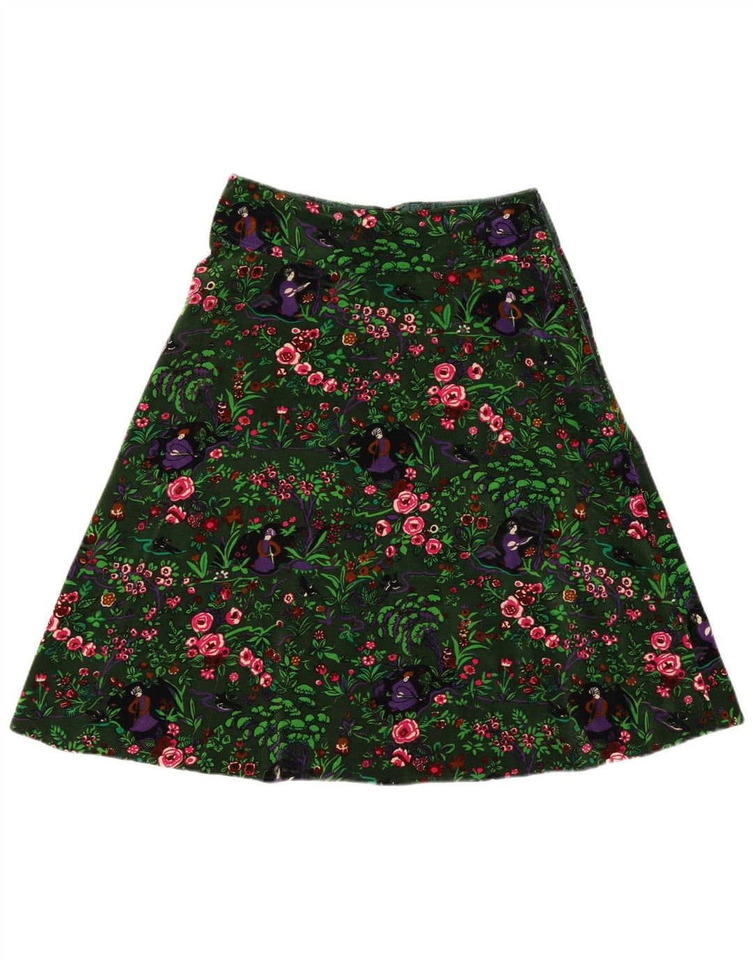 ВИНТАЖНАЯ женская юбка-трапеция W30, средний зеленый цвет с цветочным принтом
