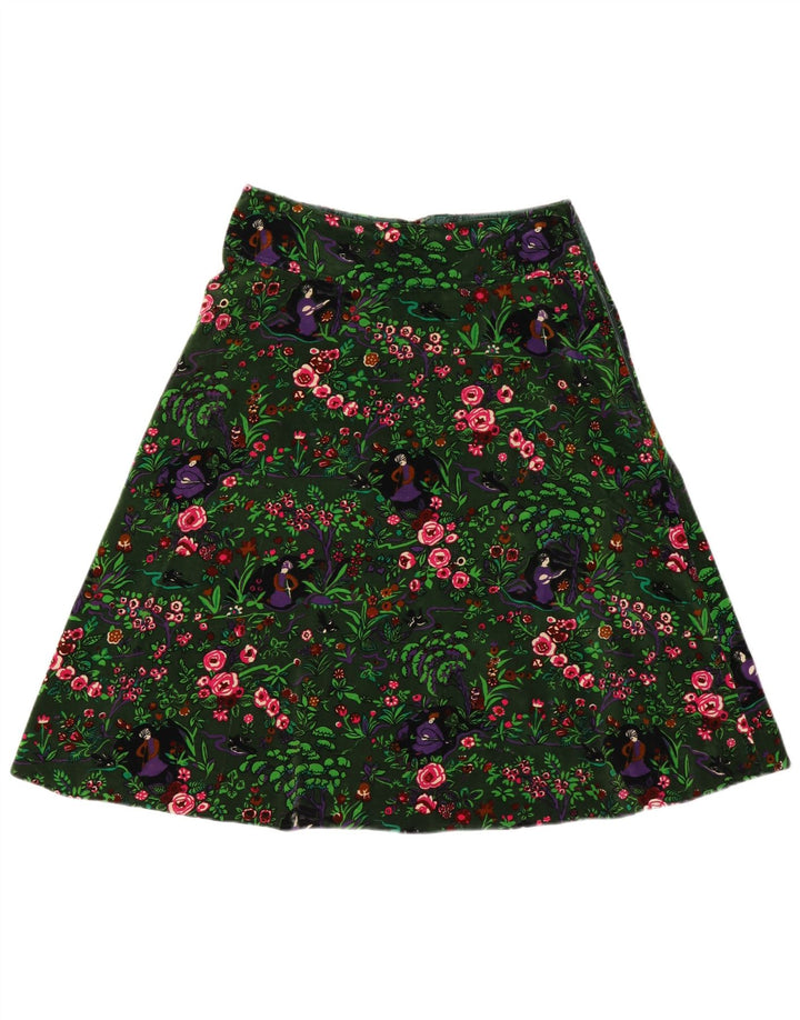 ВИНТАЖНАЯ женская юбка-трапеция W30, средний зеленый цвет с цветочным принтом