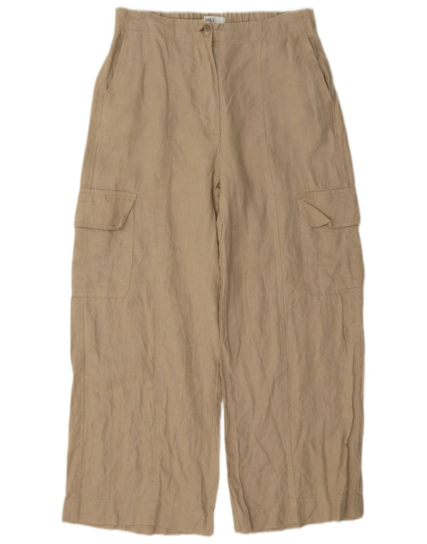 Женские широкие брюки карго Marks & Spencer UK 10, маленькие W27 L27, бежевые