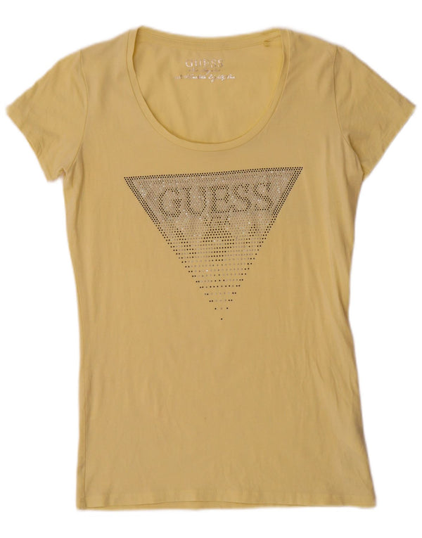 Guess Женская футболка с рисунком Top UK 12 Средне-желтый хлопок