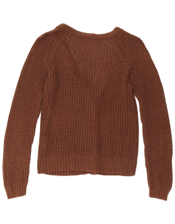 Женский кардиган Zara UK 12, хлопковый средний коричневый цвет