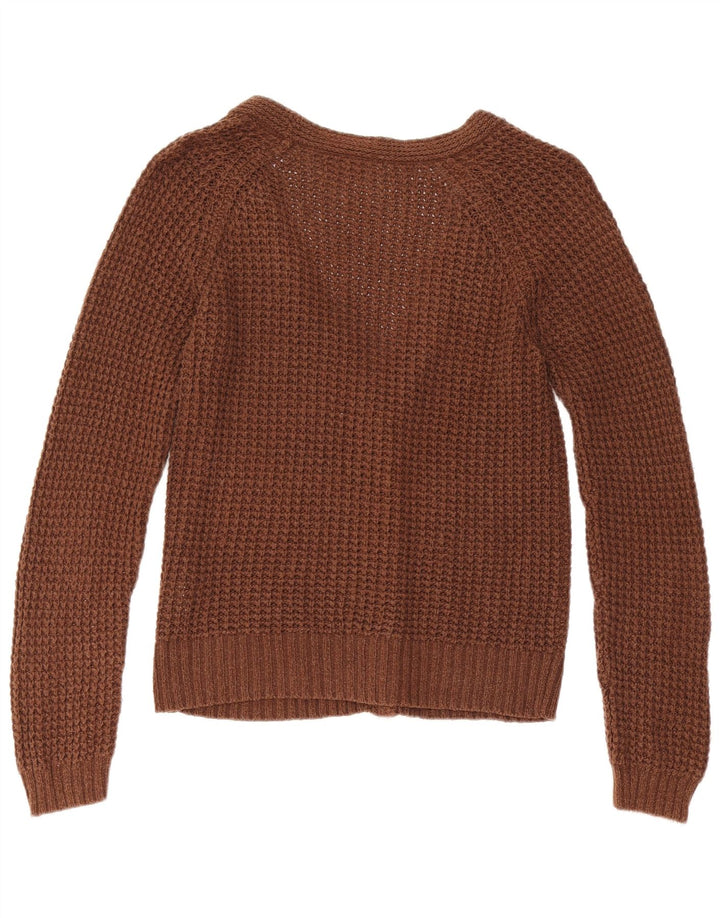 Женский кардиган Zara UK 12, хлопковый средний коричневый цвет