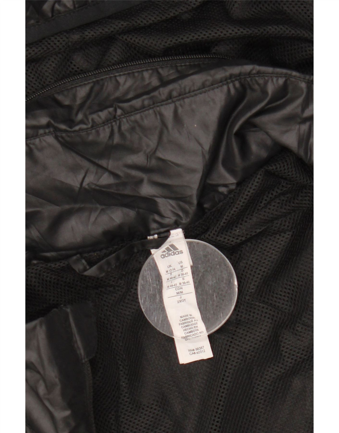 Женская дождевик с капюшоном ADIDAS UK 12/14, средний черный полиэстер