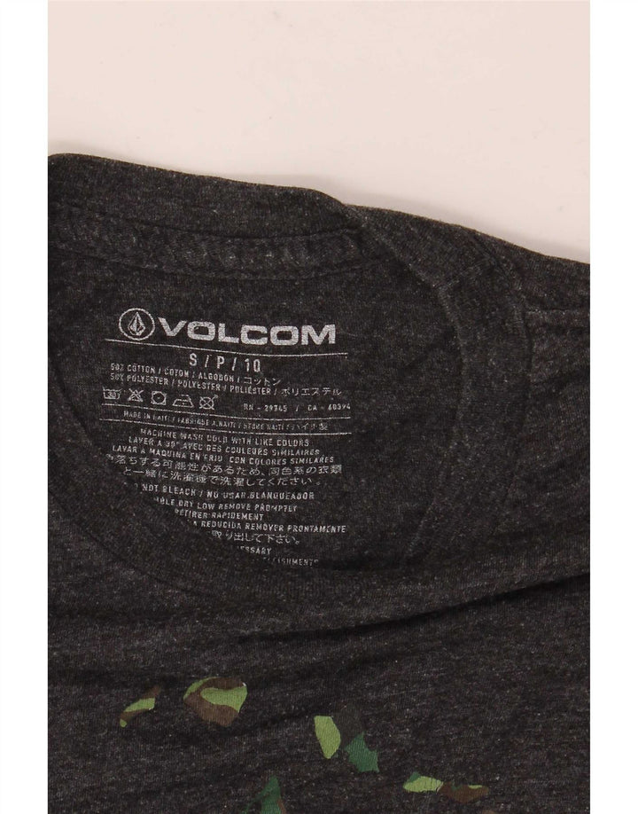 Мужская футболка Volcom с рисунком, маленький серый хлопок с крапинками