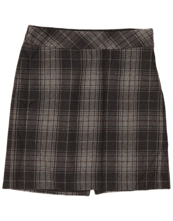 EDDIE BAUER Женская мини-юбка US 8 Medium W32 Серая клетчатая шерсть