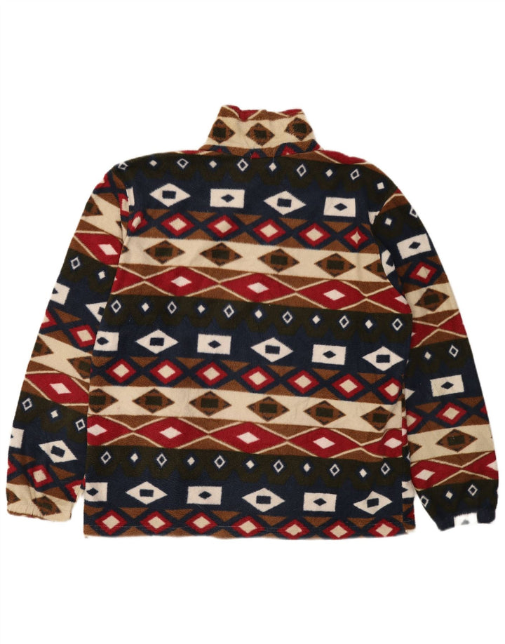 Женская флисовая куртка оверсайз VINTAGE UK 16, большая разноцветная с геометрическим узором