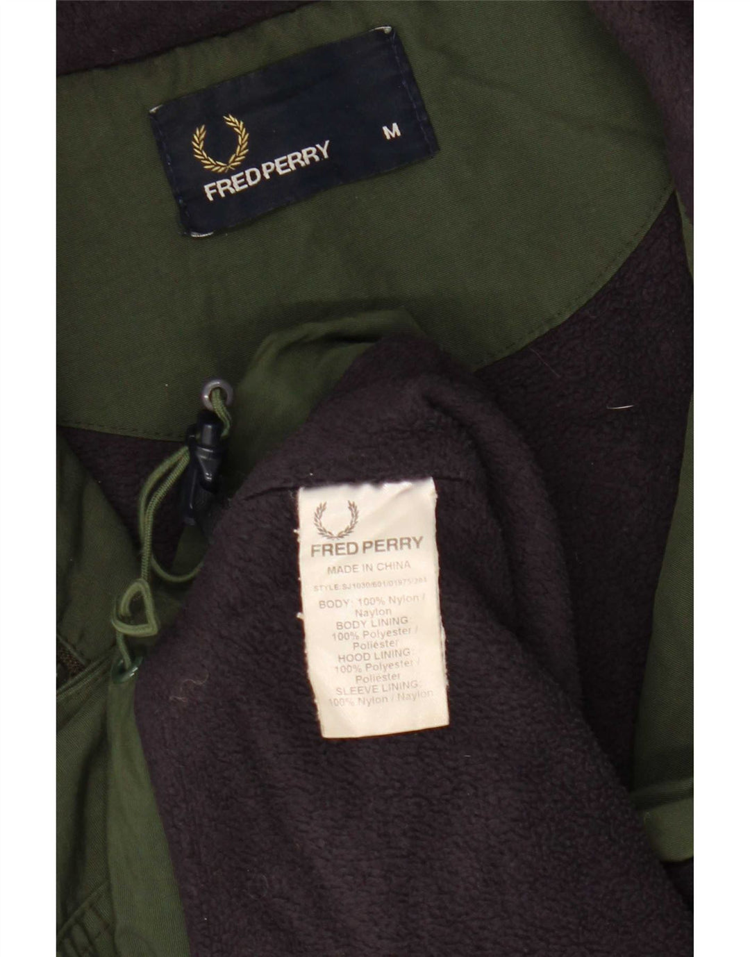 Мужская ветровка с капюшоном Fred Perry UK 38, средний зеленый нейлон
