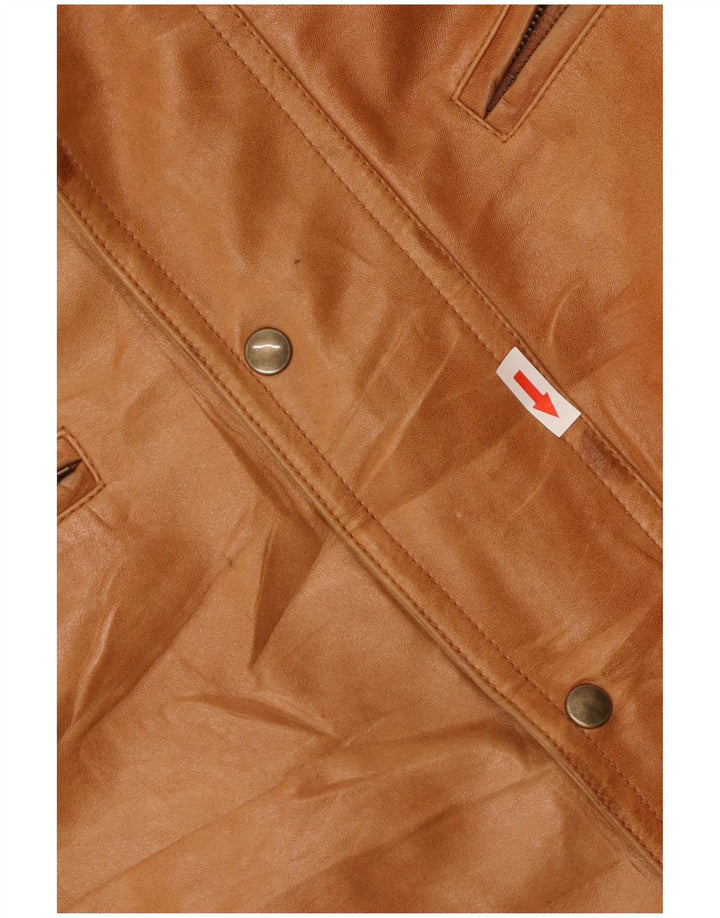 Винтажная мужская кожаная куртка UK 38, кожа среднего бежевого цвета