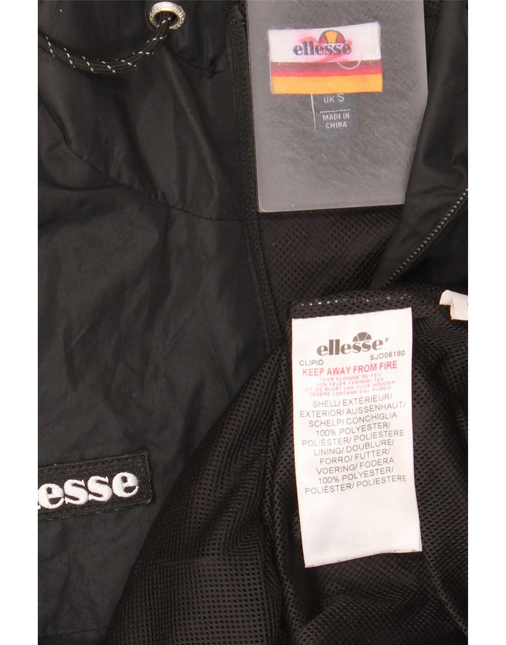 Мужская дождевик Ellesse с капюшоном и графическим рисунком UK 36, маленький черный полиэстер