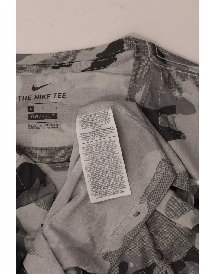 Мужская футболка Nike Dri Fit, большой серый камуфляжный полиэстер