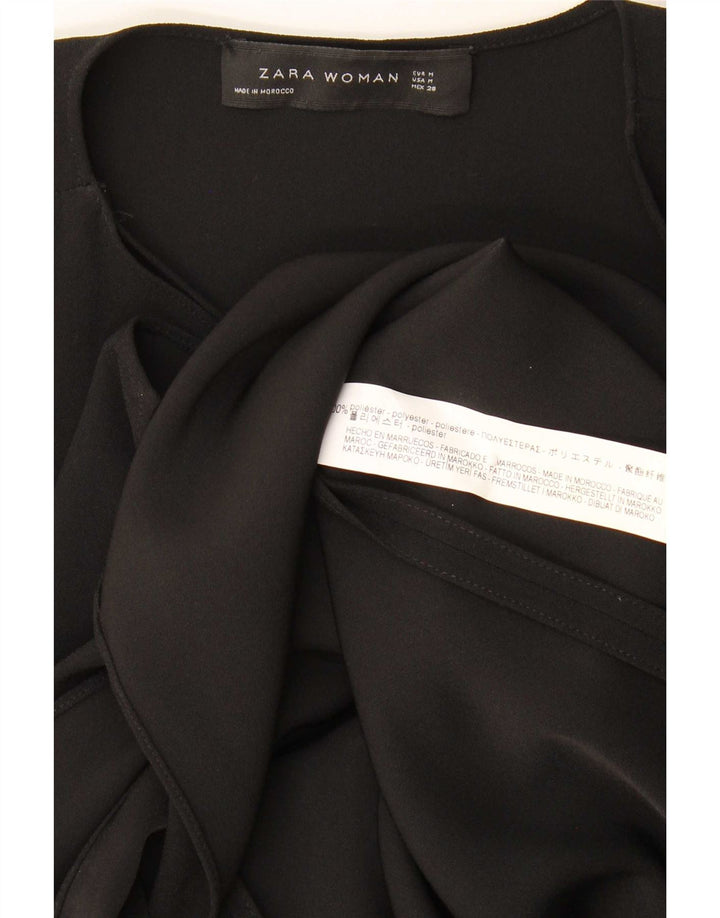 Женское платье без рукавов с запахом Zara UK 12, средний черный полиэстер